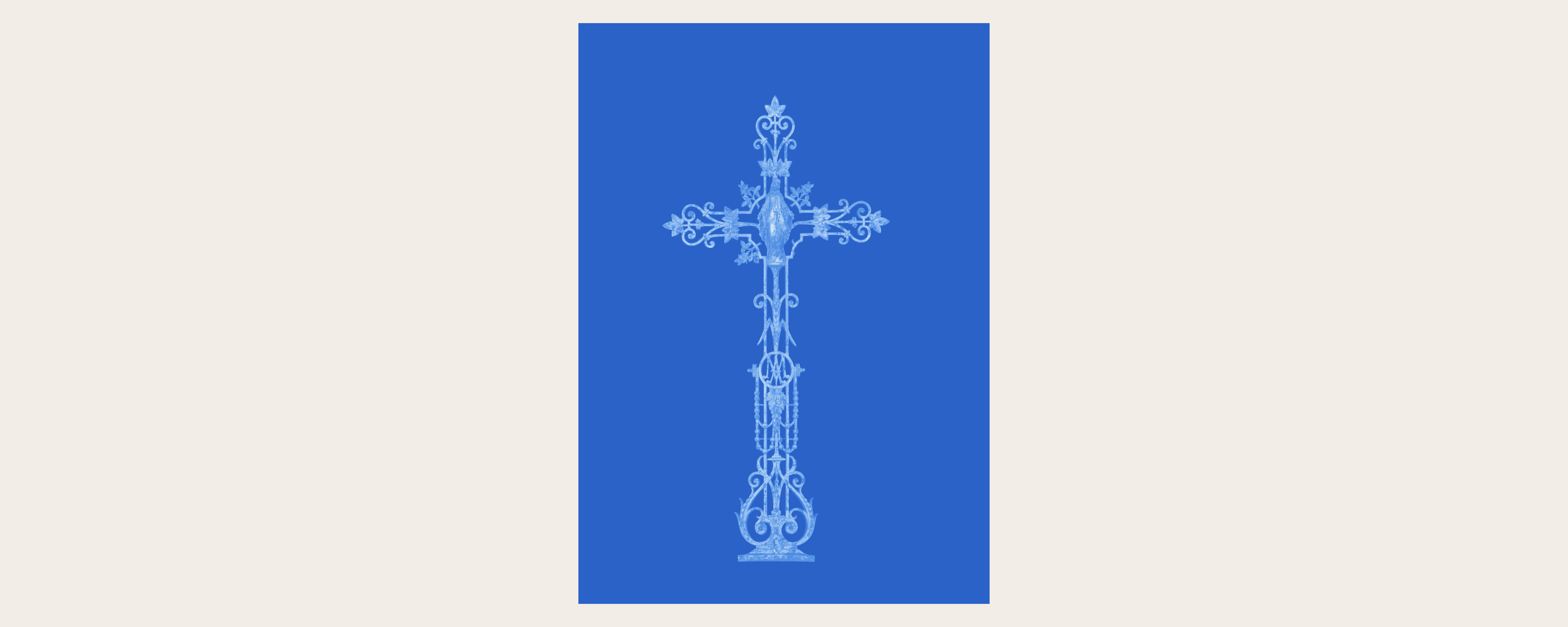 Meryl Donoghue, Crucifix (II), 2025, Cyanotype, 110cm x 180cm