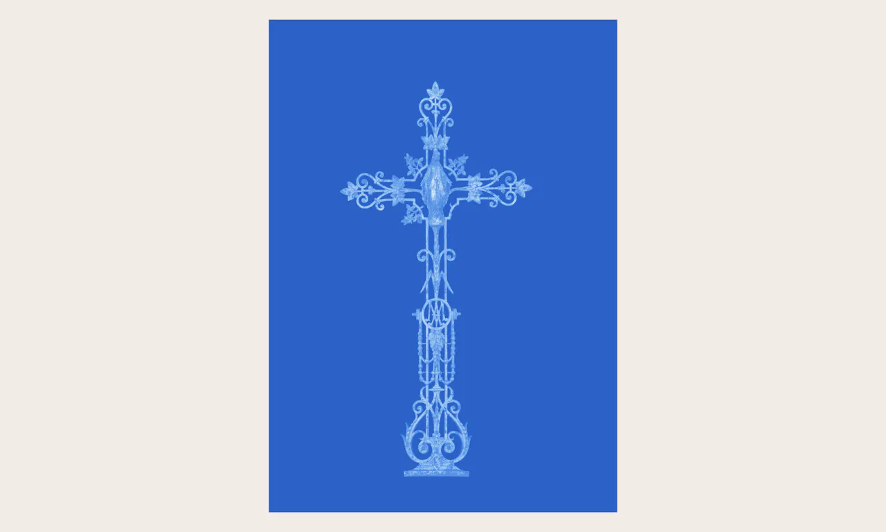 Meryl Donoghue, Crucifix (II), 2025, Cyanotype, 110cm x 180cm