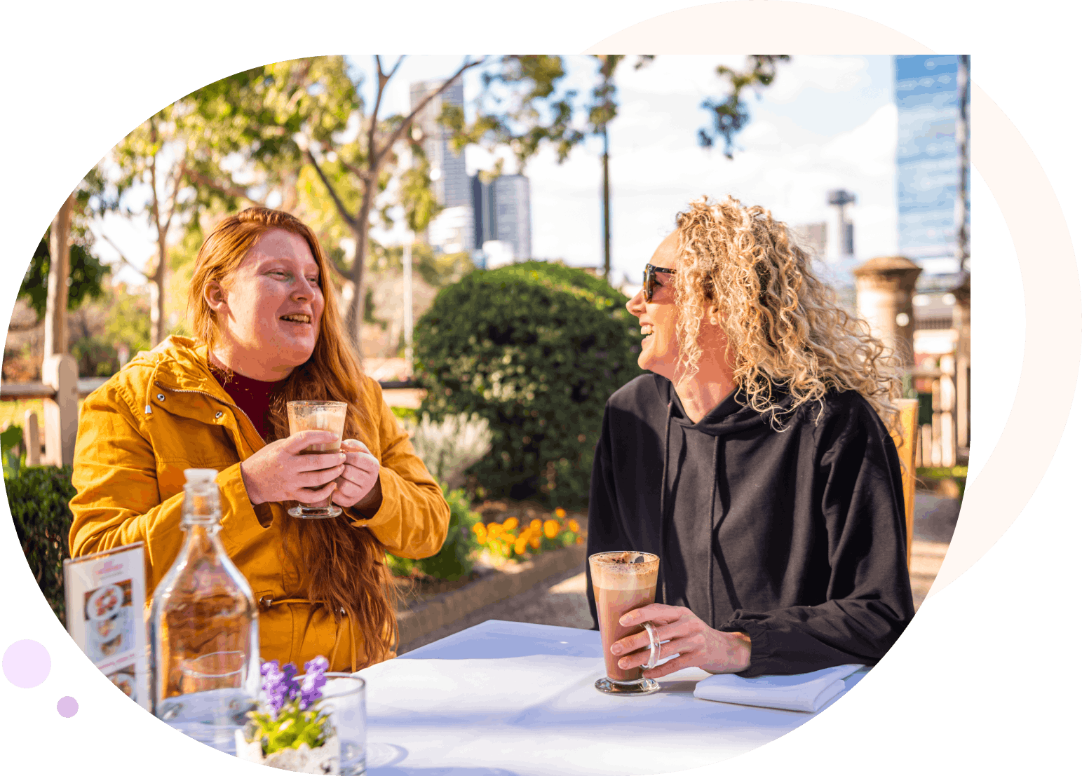 Two women enjoying a hot chocolate together