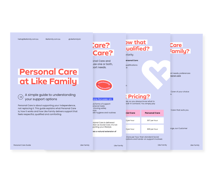 Pages of the Personal Care Members Guide