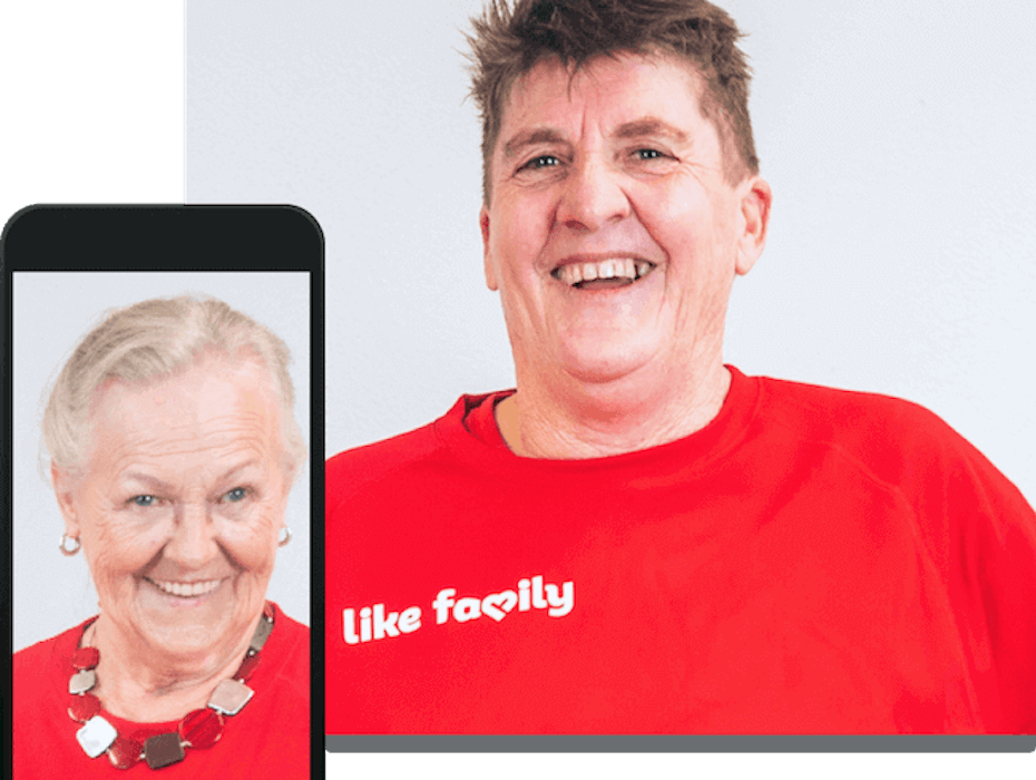 A Like Family Social Carer and Member having a video call together