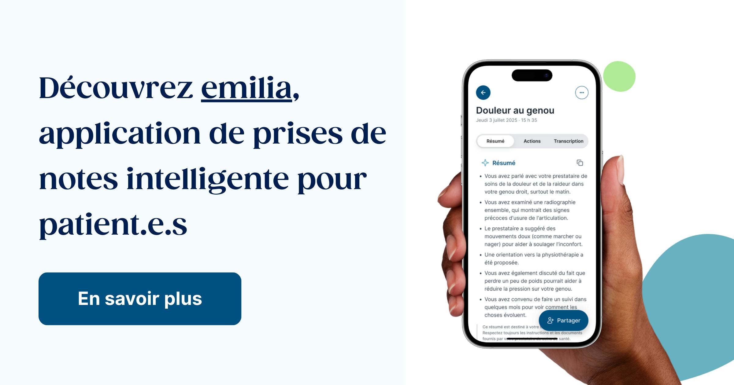 Découvrez emilia, application de prises de notes intelligente pour patient.e.s