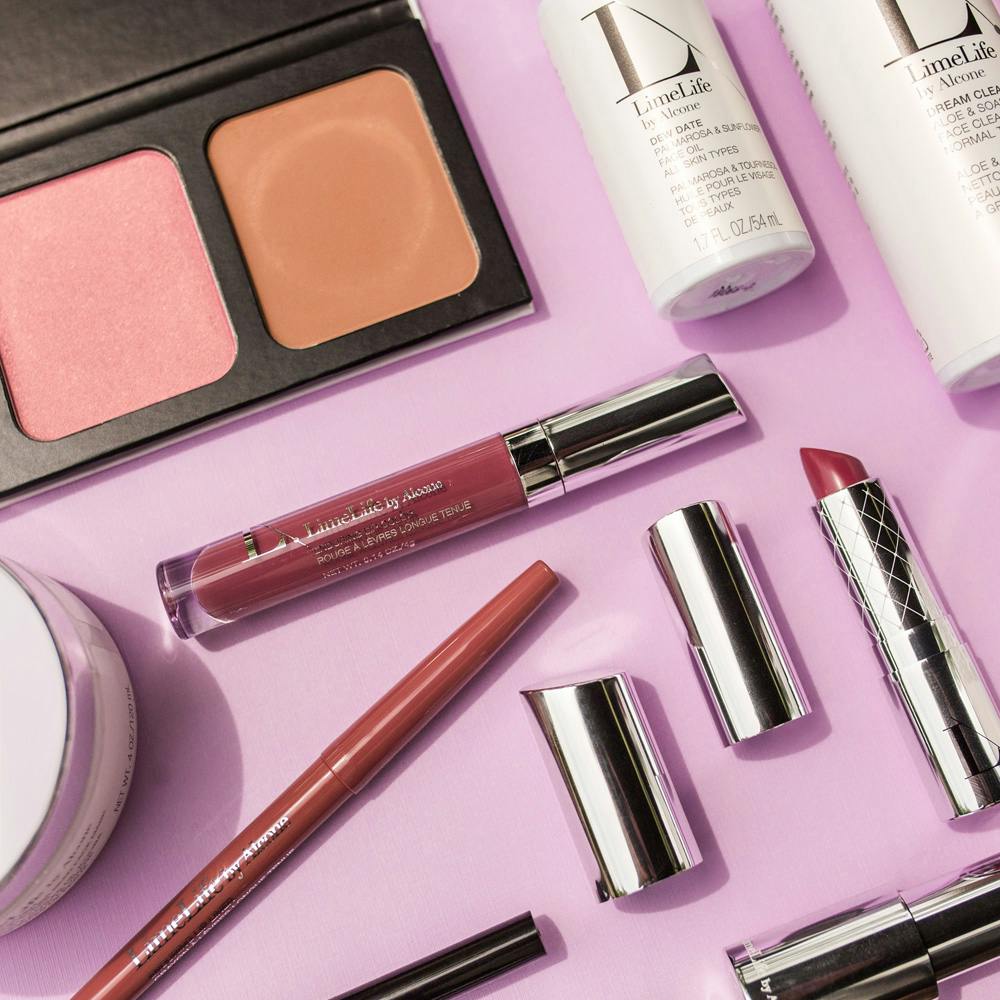 LimeLife Products on a pink background