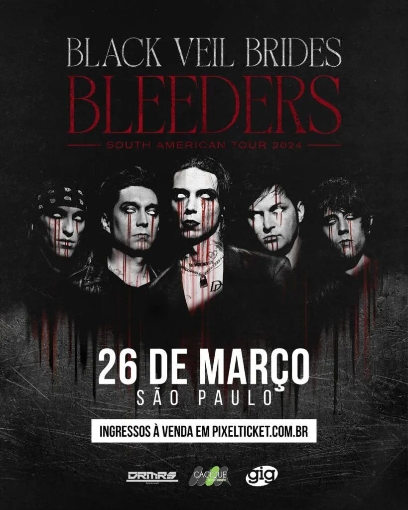 Banner do show da Black Veil Brides no Brasil