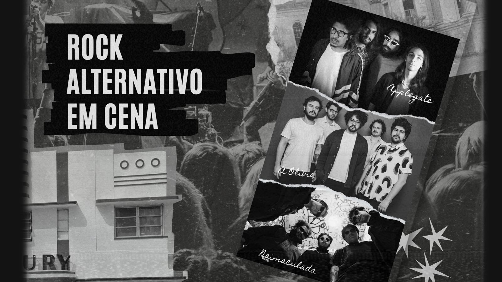 Montagem com bandas A Olívia, Naimaculada e Applegate para A Porta Maldita / crédito: Lindie