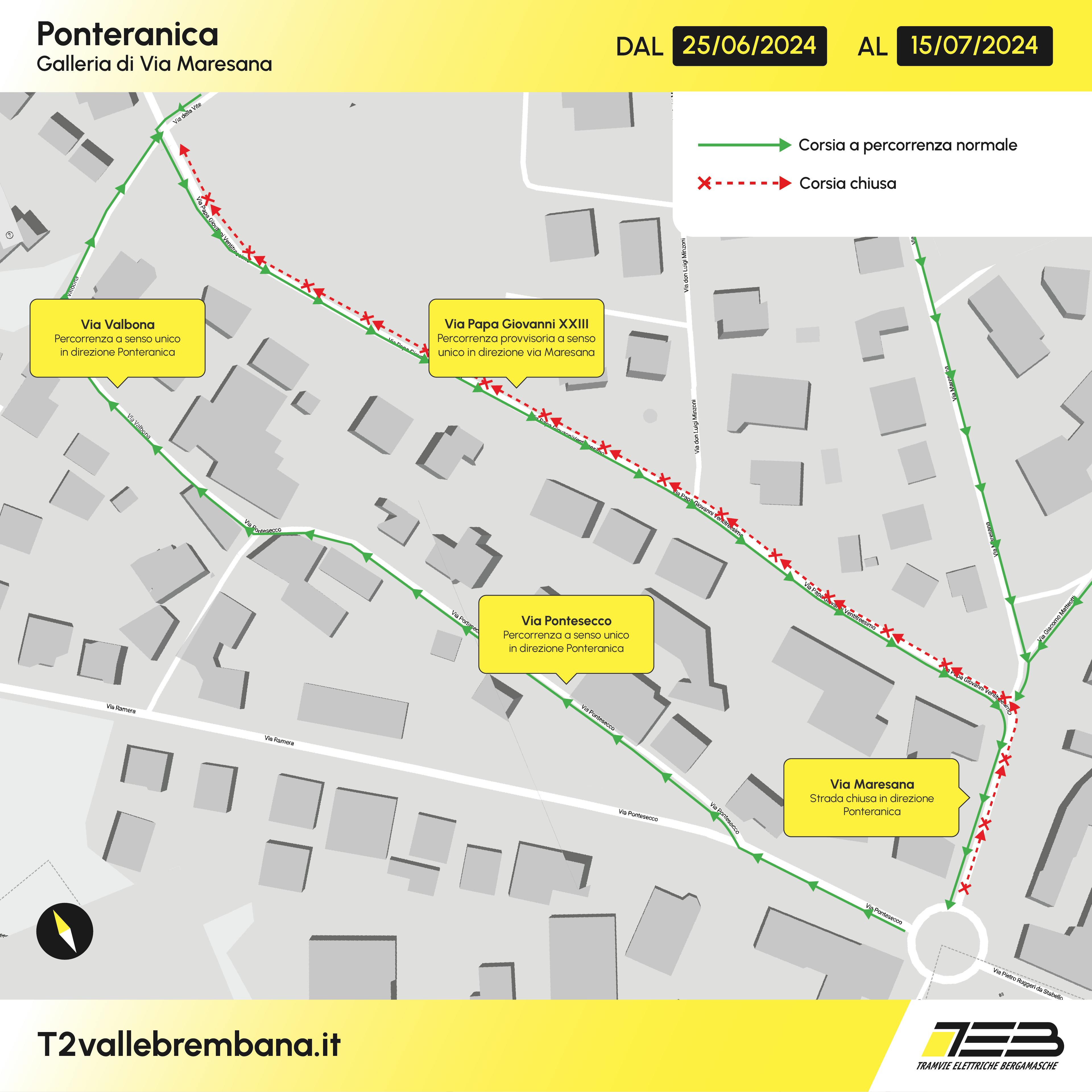 Mappa viabilità_Ponteranica_dal 25 giugno 2024