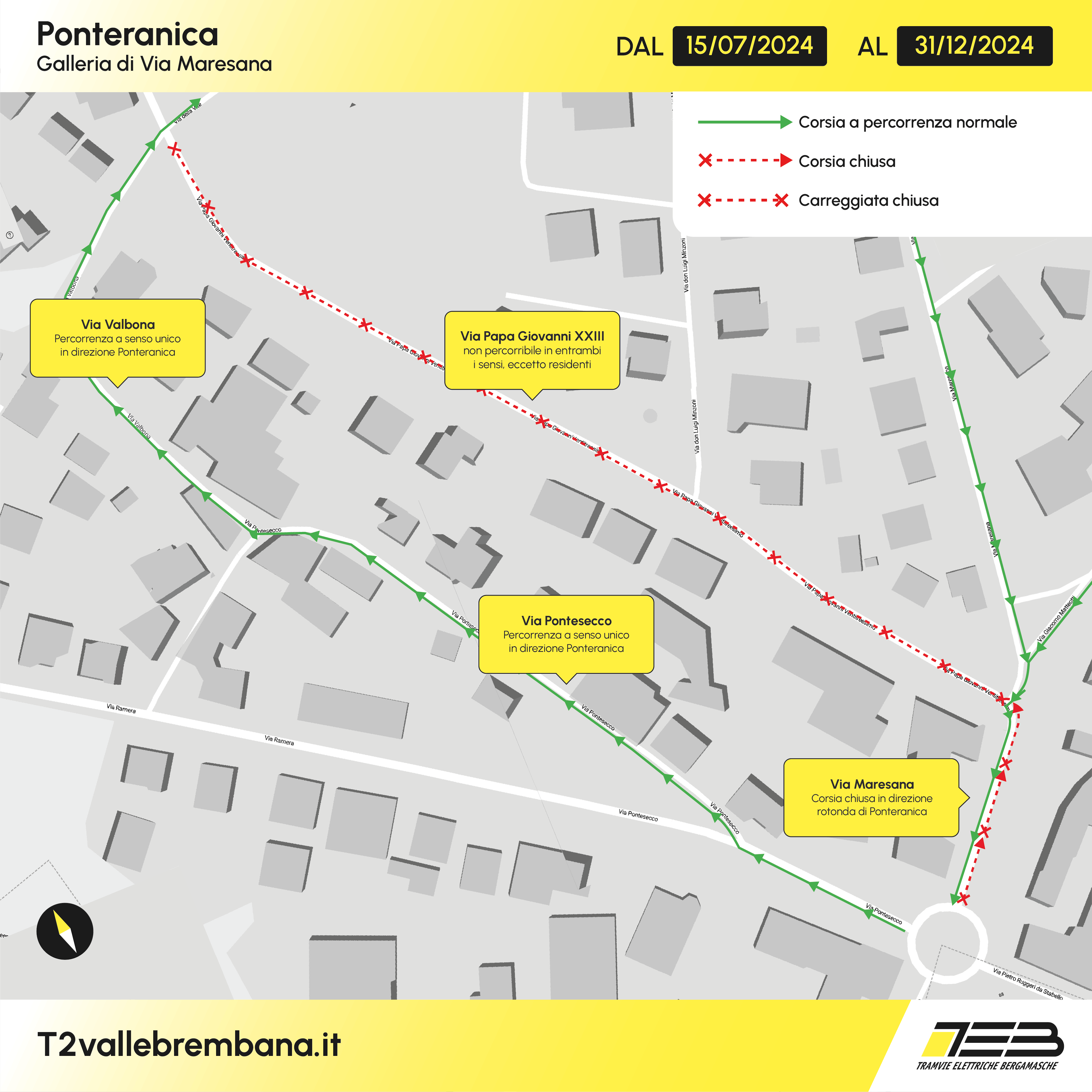 Mappa viabilità_Ponteranica_dal 15 luglio 2024