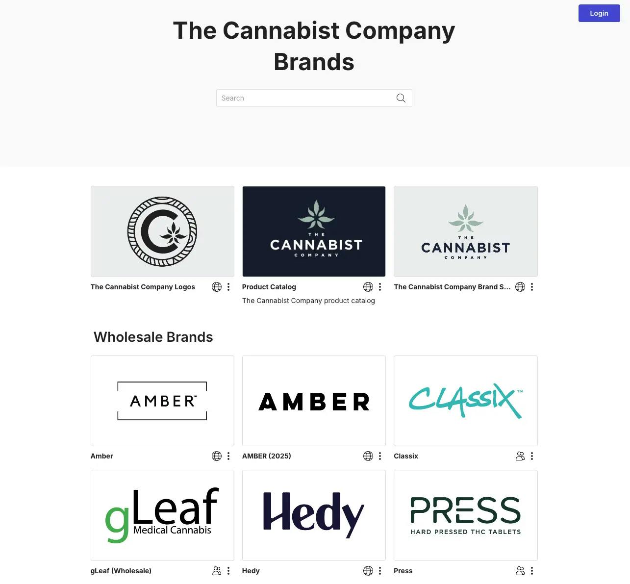 The Cannabist Company Portal in Lingo with brands in kits