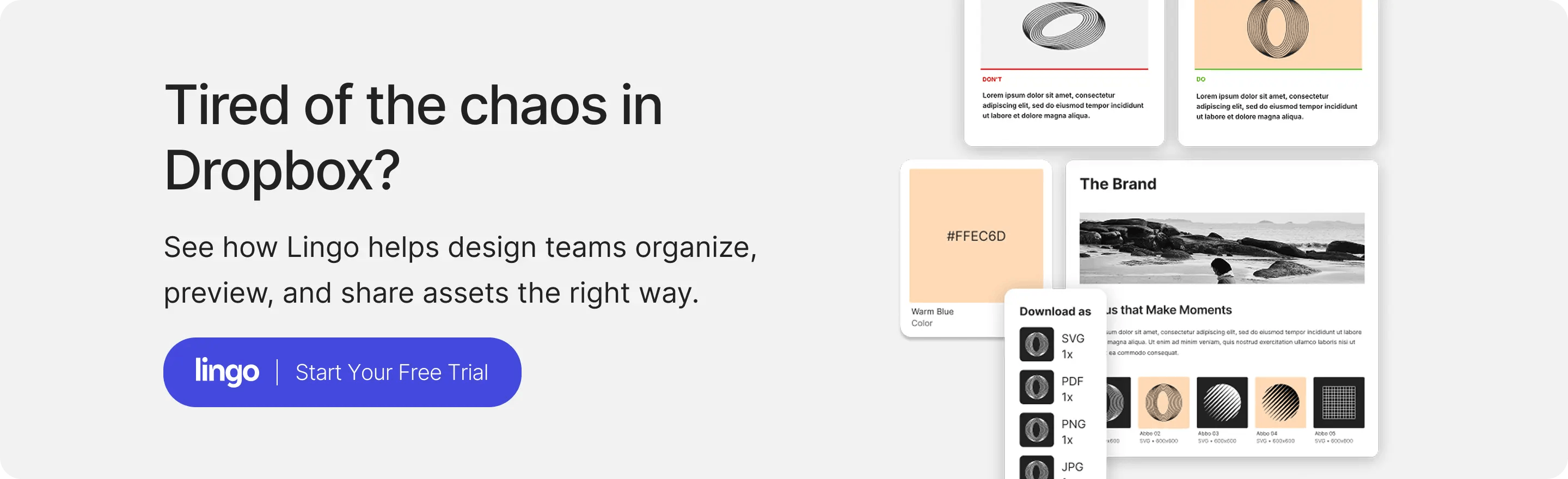 Banner ad speaking to being tired of Dropbox and a CTA to start a trial