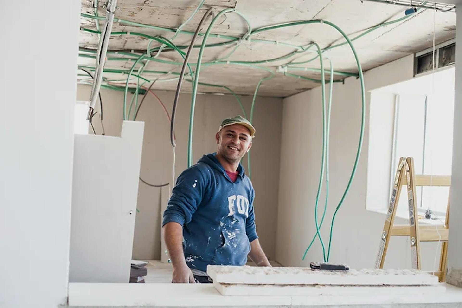 Electrician at a construction site