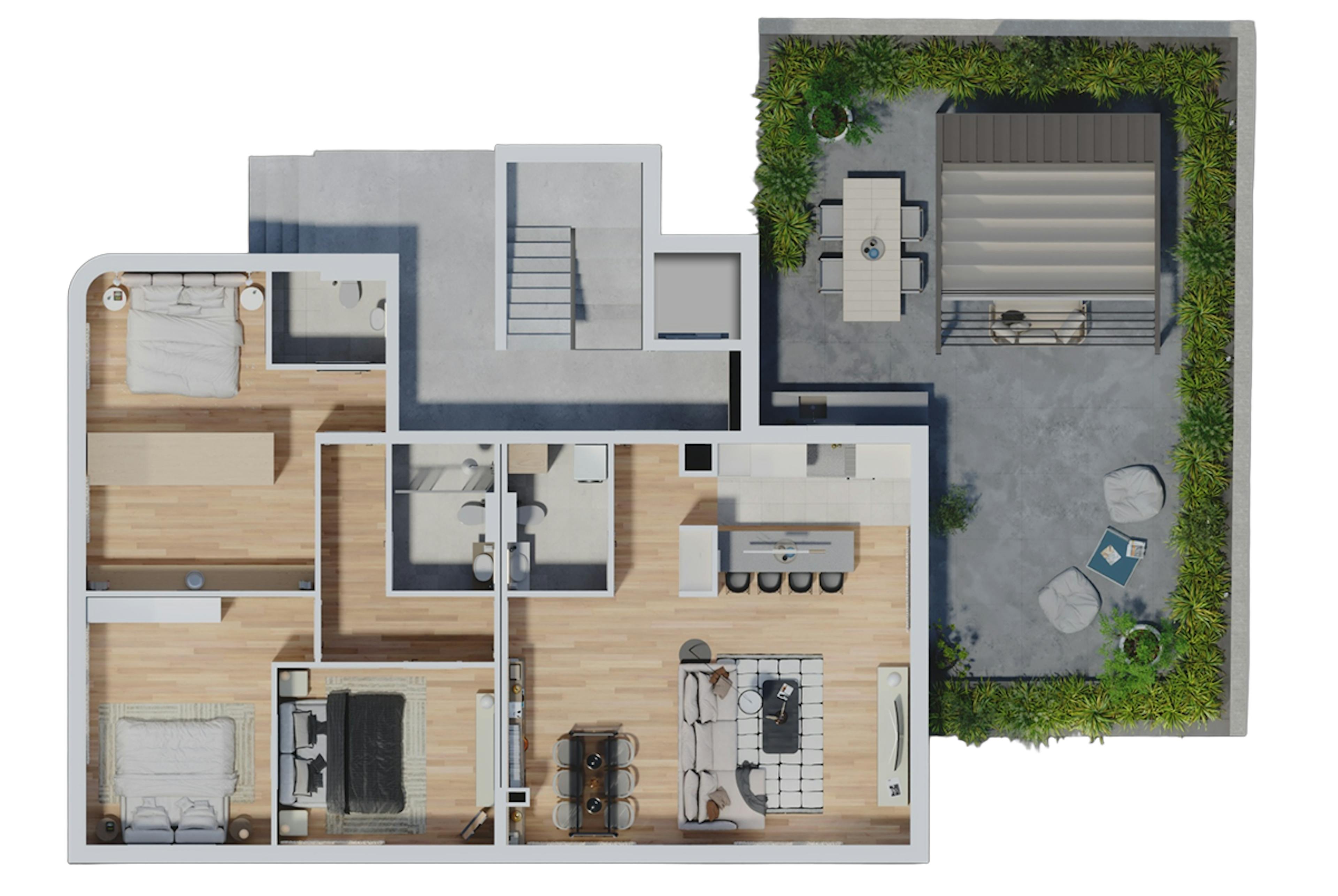 Apartment 1 layout top view