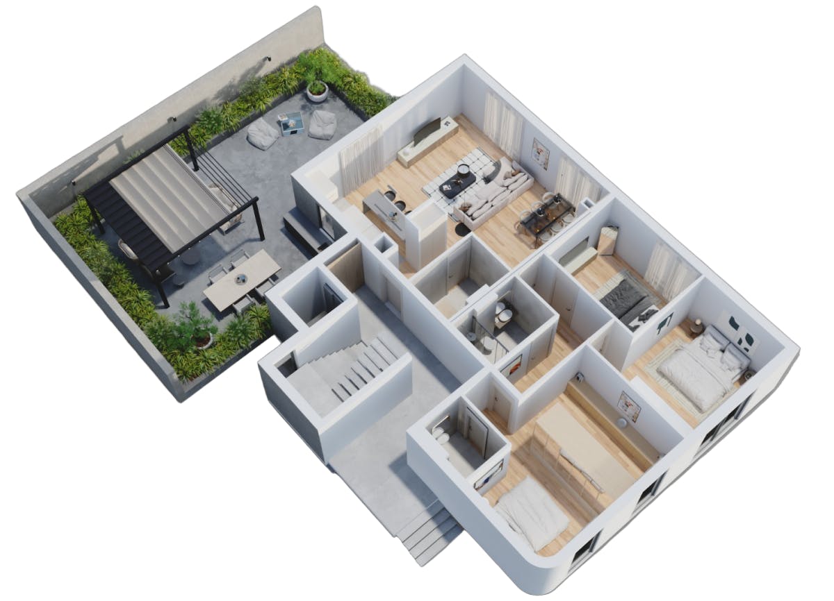 Apartment 1 layout 3d view