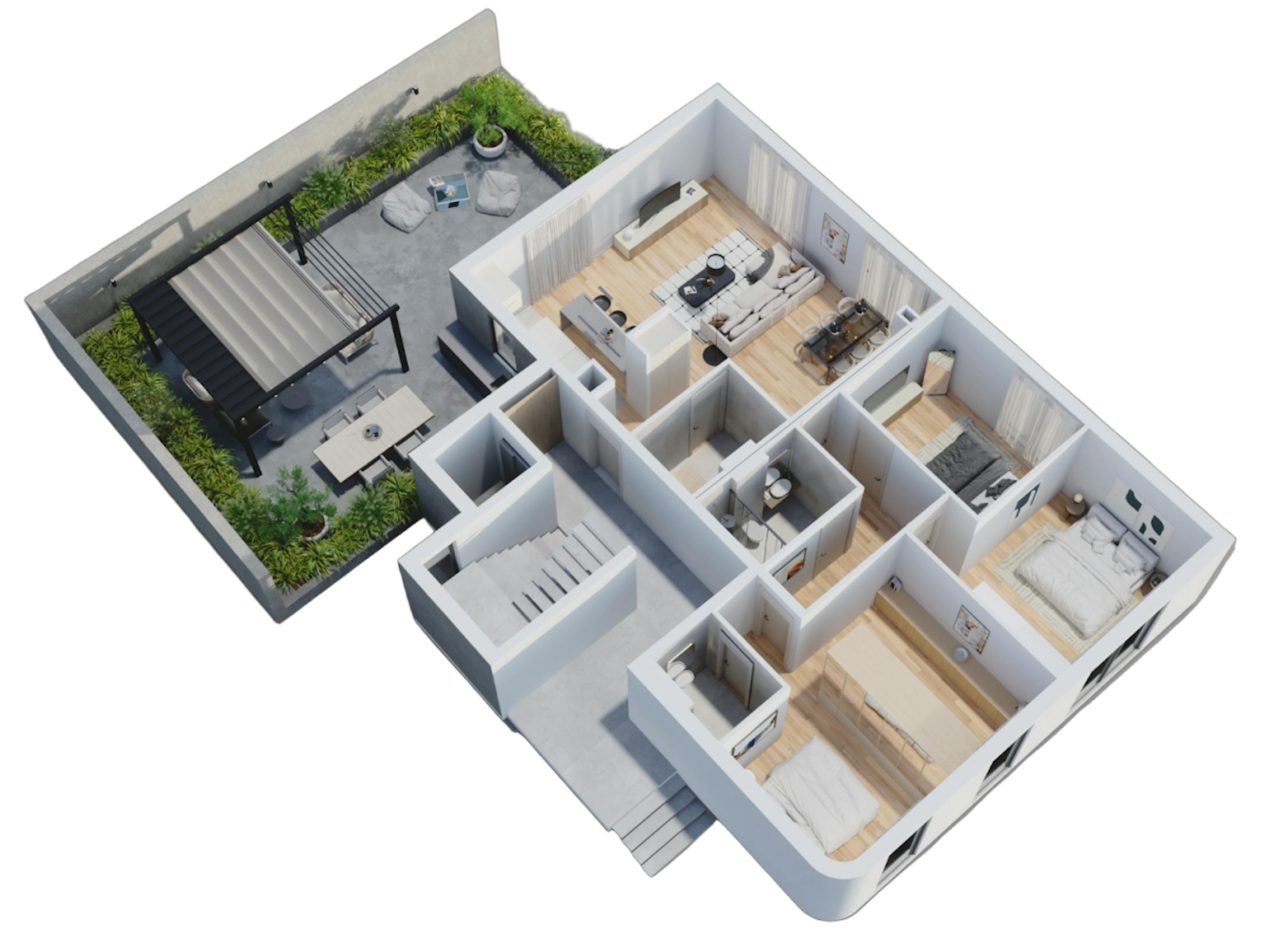 Apartment 1 layout 3d view