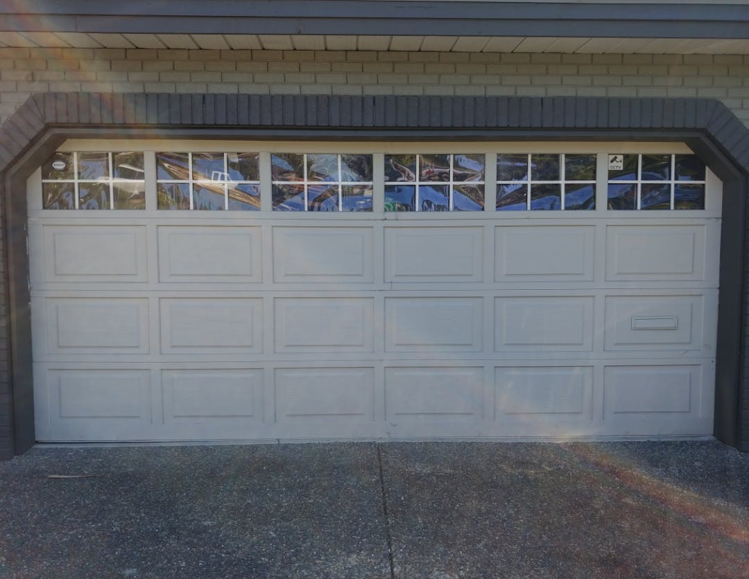 A white garage door