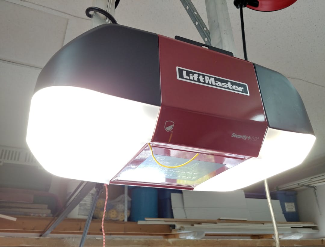 a new red liftmaster garage door opener