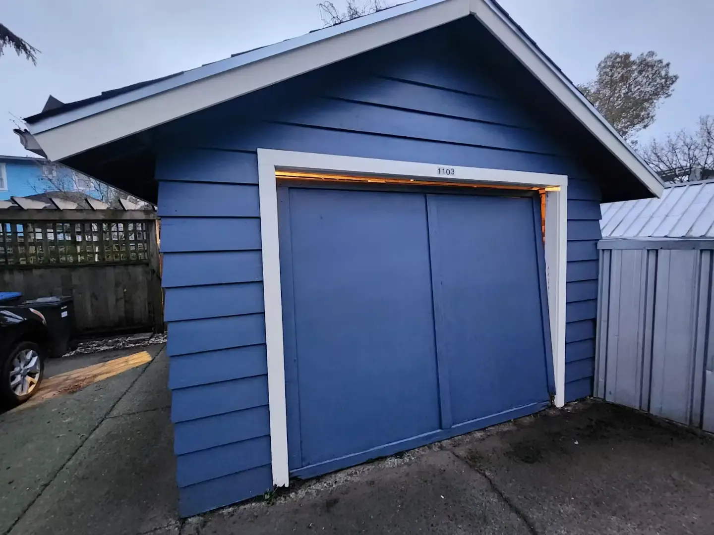Garage door service consultation with a homeowner