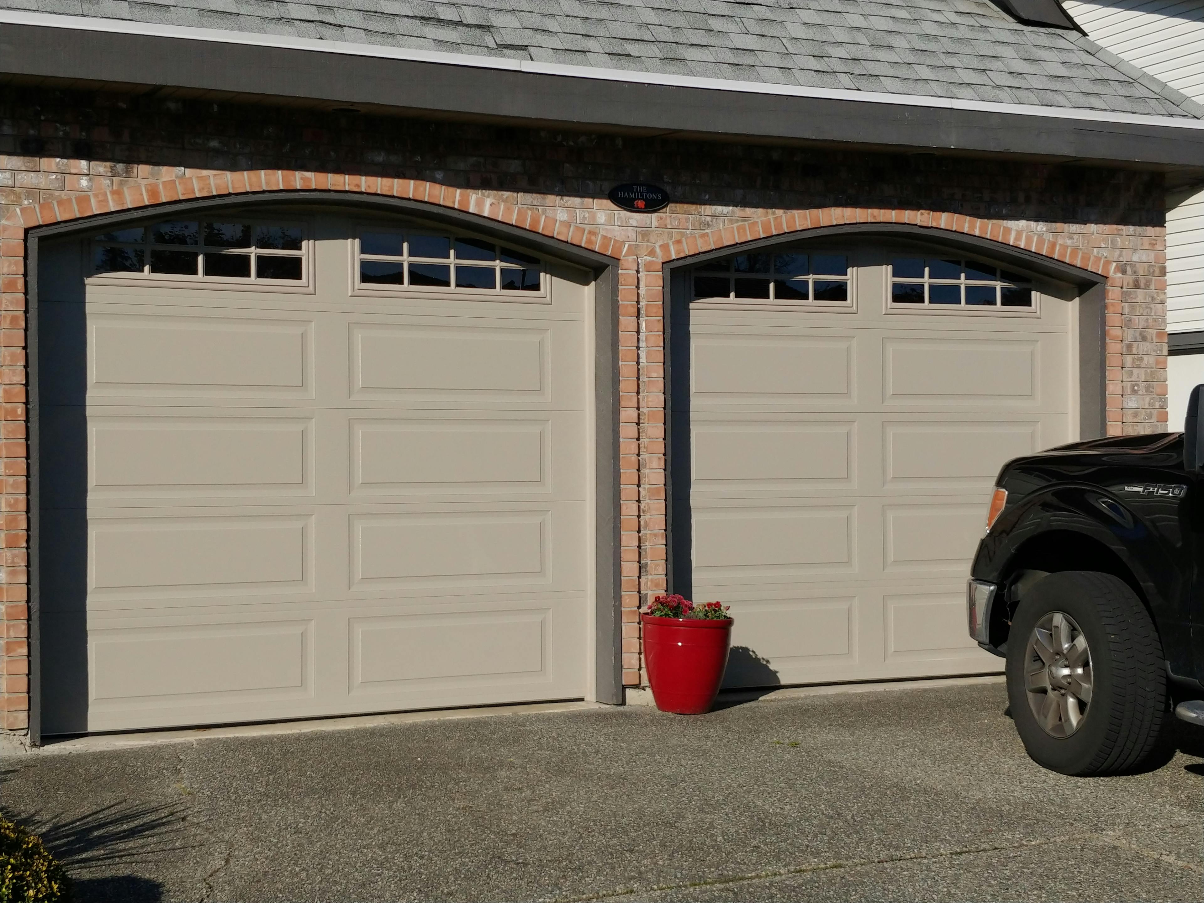 Matching white garage doors