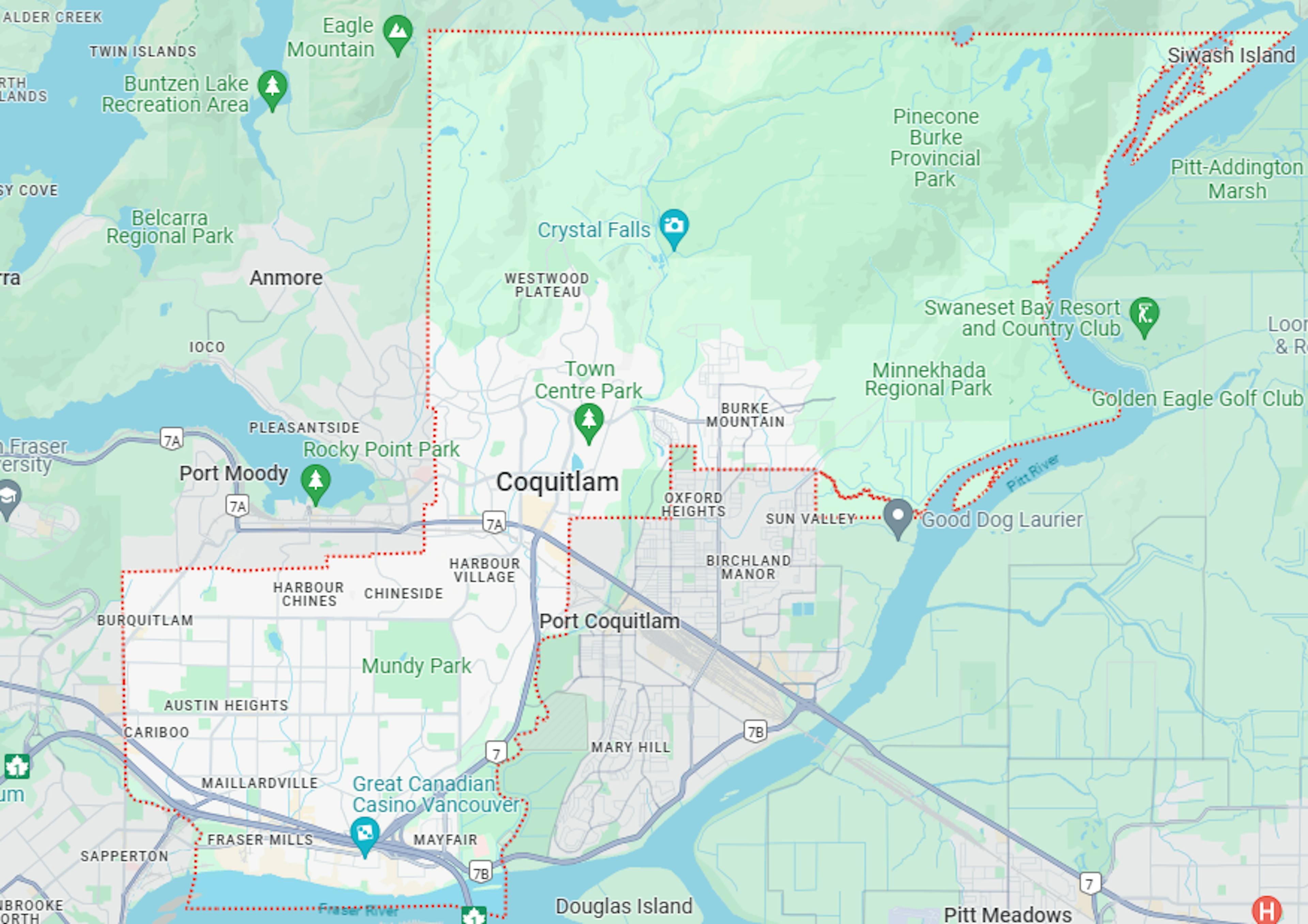 A map of Coquitlam