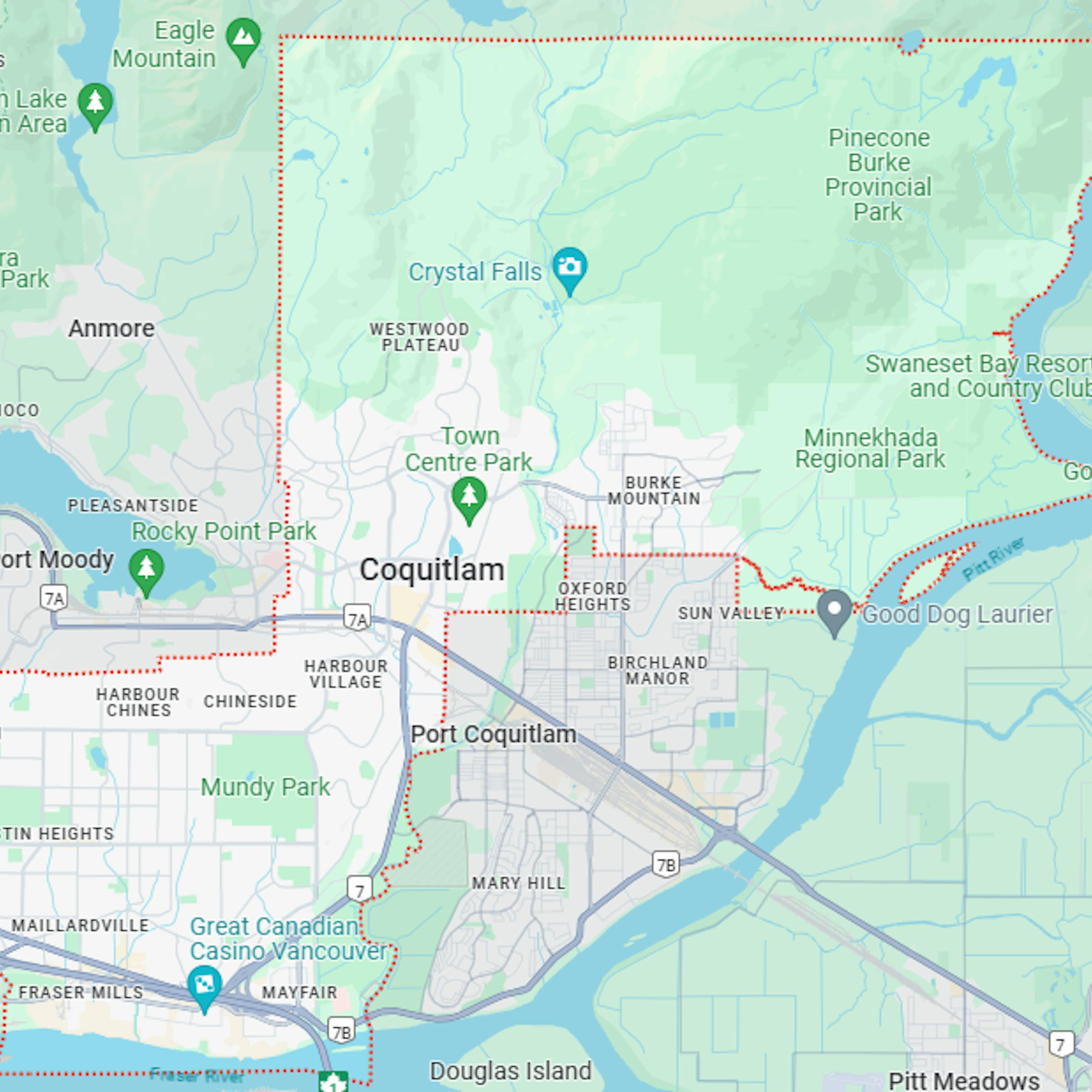 A map of Coquitlam