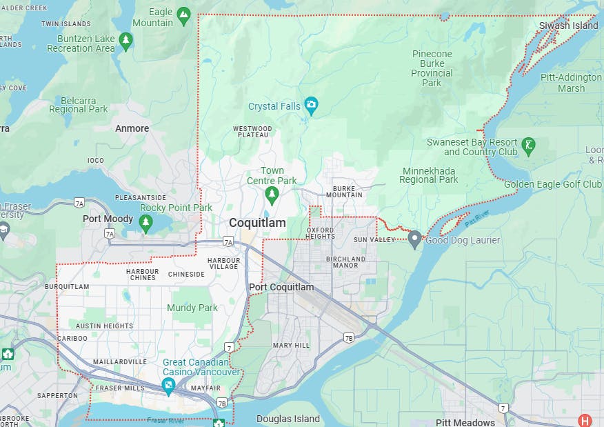 A map of Coquitlam
