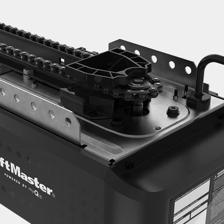 the chain drive of the LiftMaster Quiet DC Chain Drive Opener with Camera