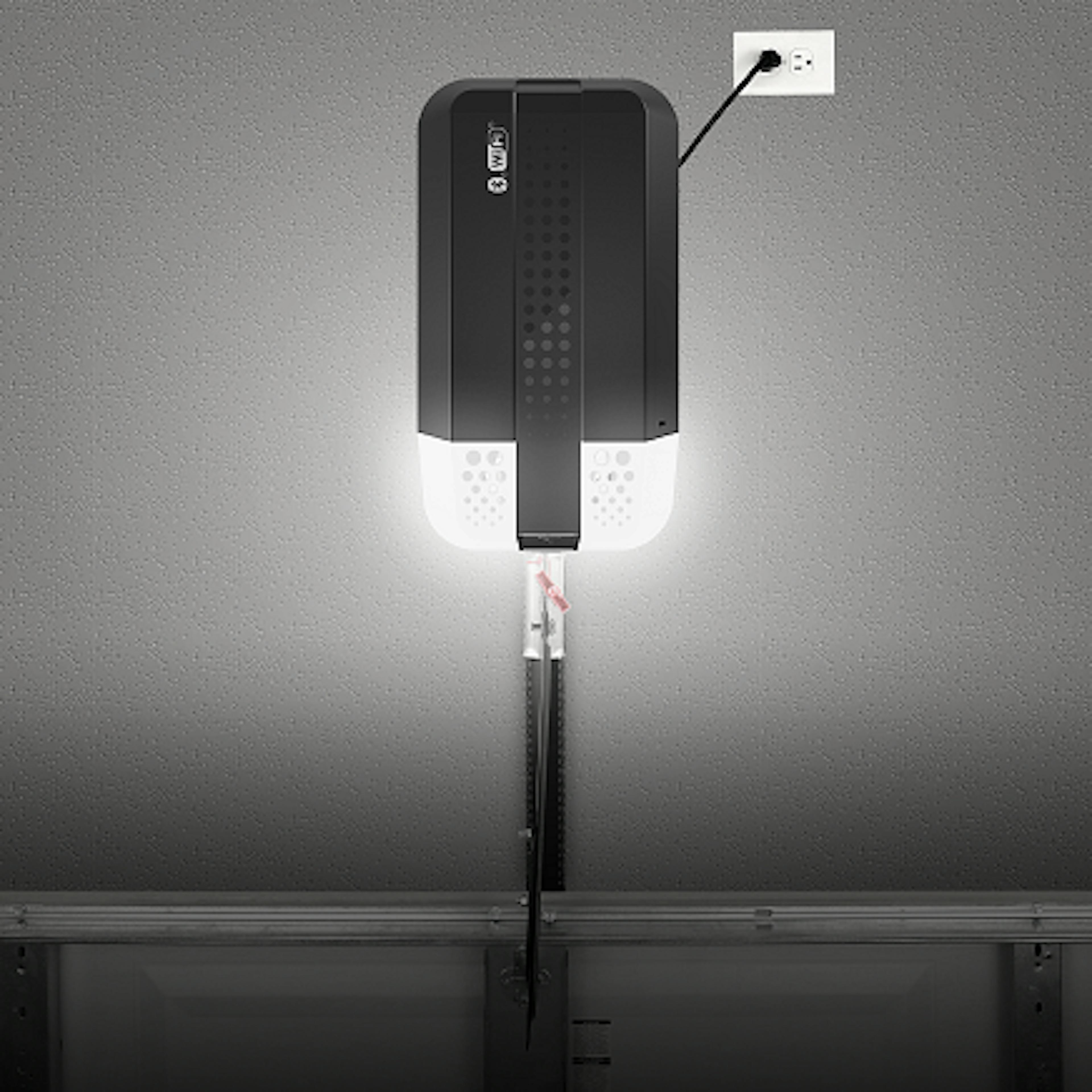 underside view of the LiftMaster Quiet DC Chain Drive Opener with Camera