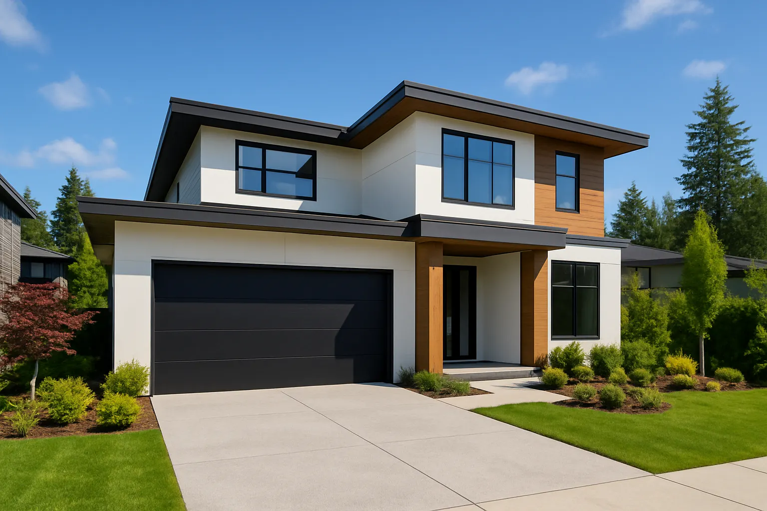 modern-black-garage-door-curb-appeal