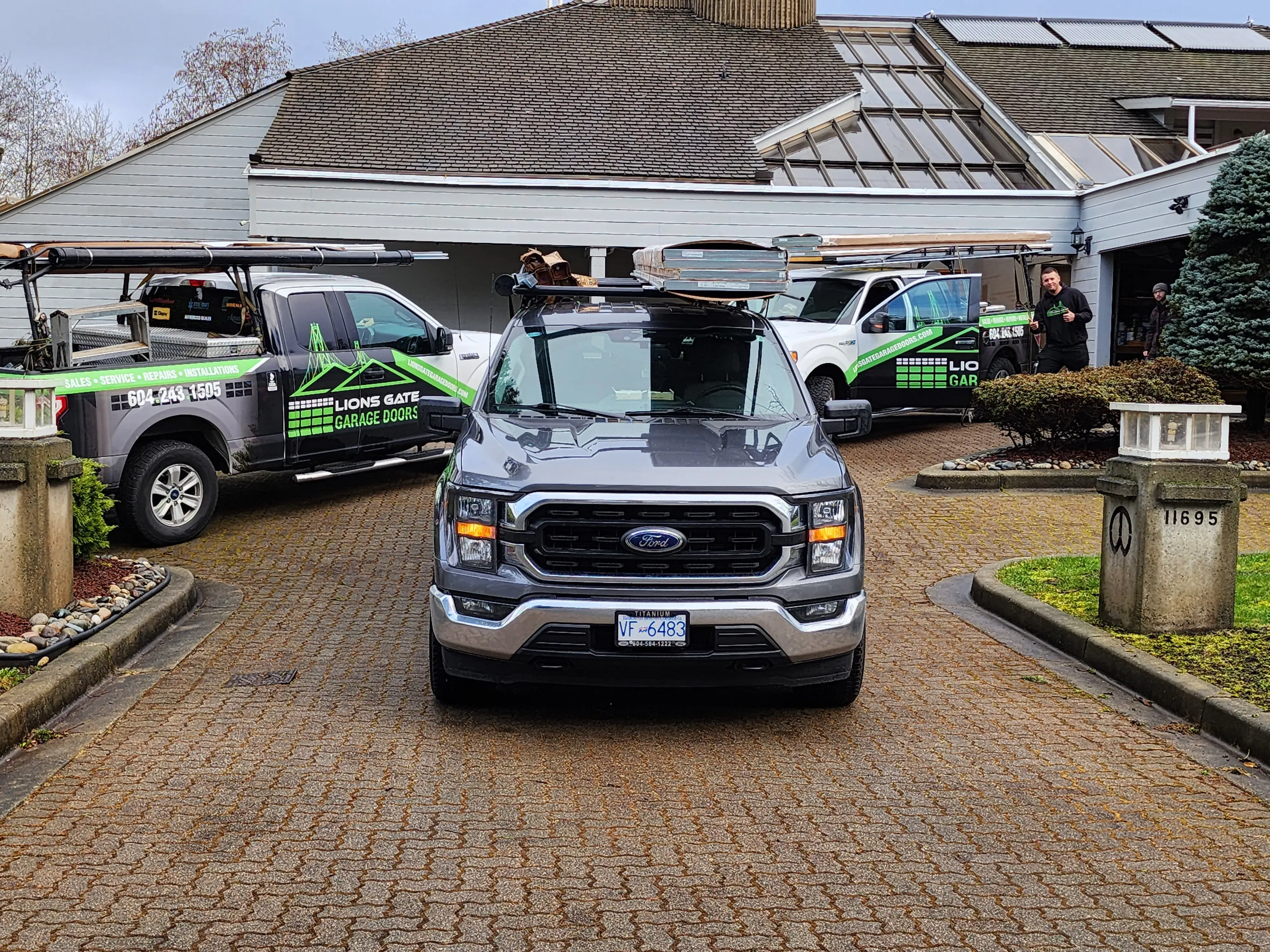 Before and after residential garage door installation project