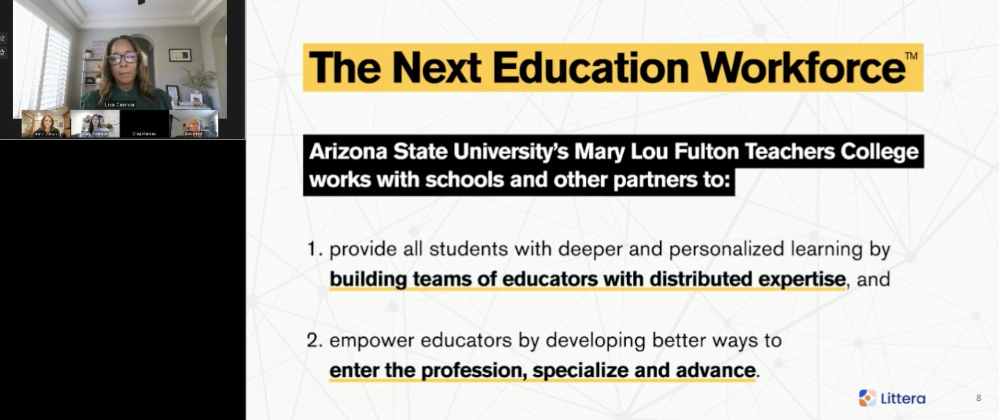 Dr. Lisa McCray Cannon presenting ASU's Next Education Workforce Initiative