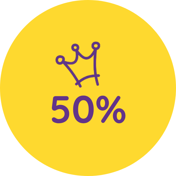 50% badge.