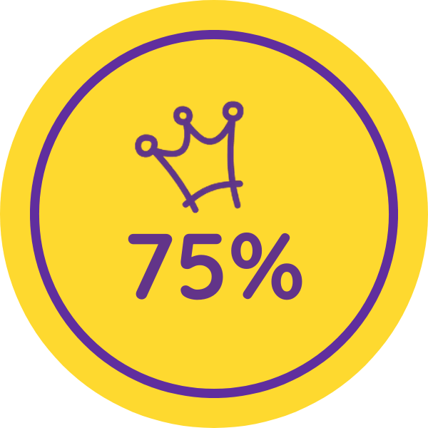 75% badge.