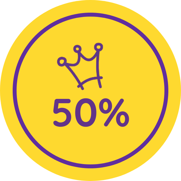 50% badge.