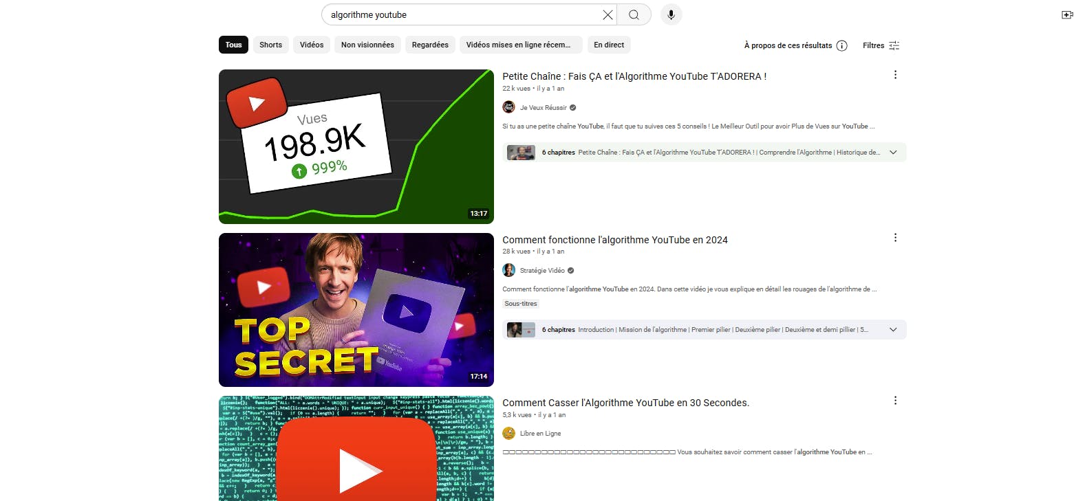 YouTube Recherches