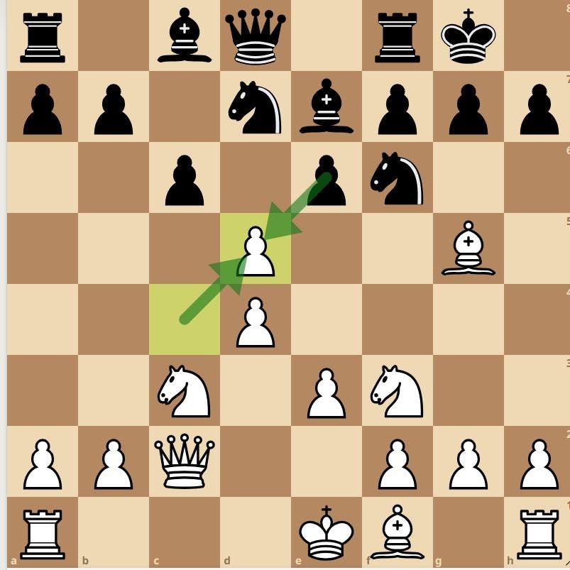 1. White releases the tension