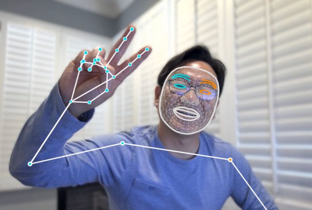 Player with face and gesture tracker overlays