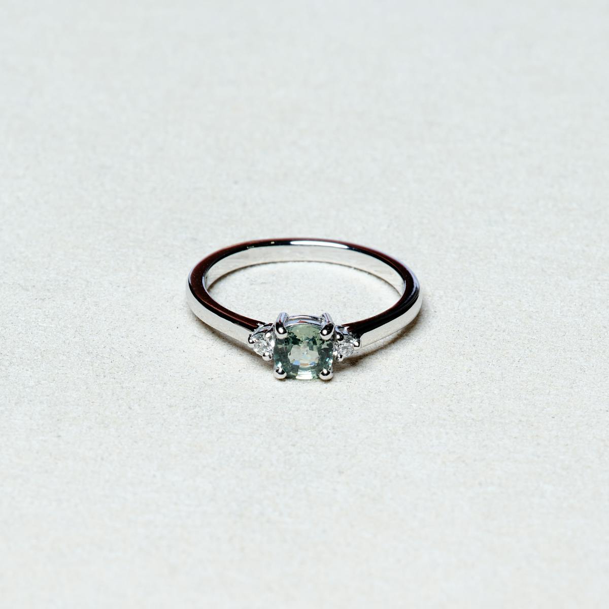 Haendel | Bague Saphir vert et Brillants