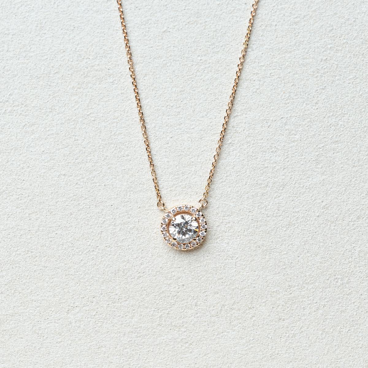 Petit soleil | Collier diamants et or rouge