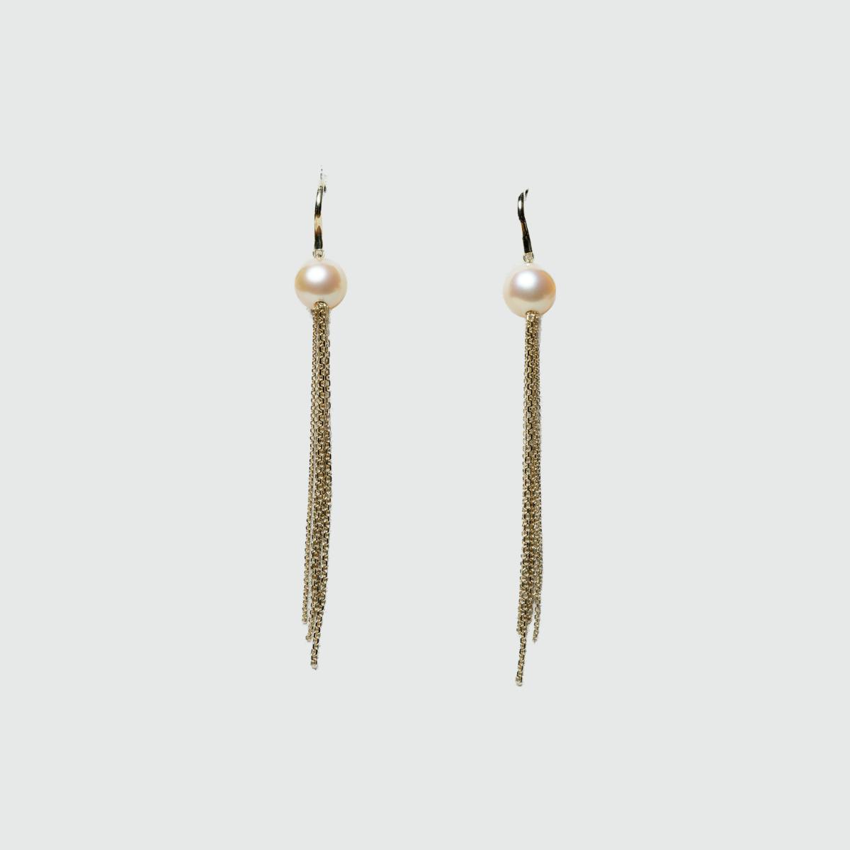 Boucles d'oreilles Comettes | Or jaune et perle rose