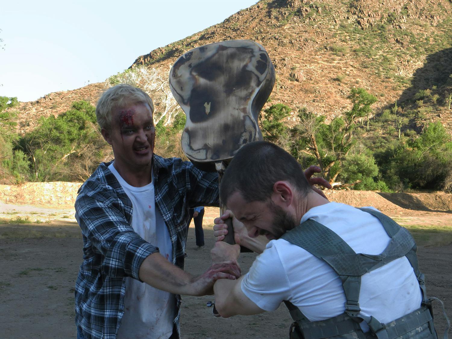 Ryan fighting a zombie