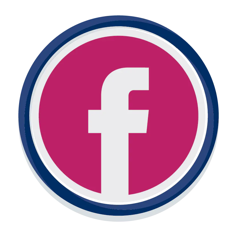Facebook logo on a pink background.
