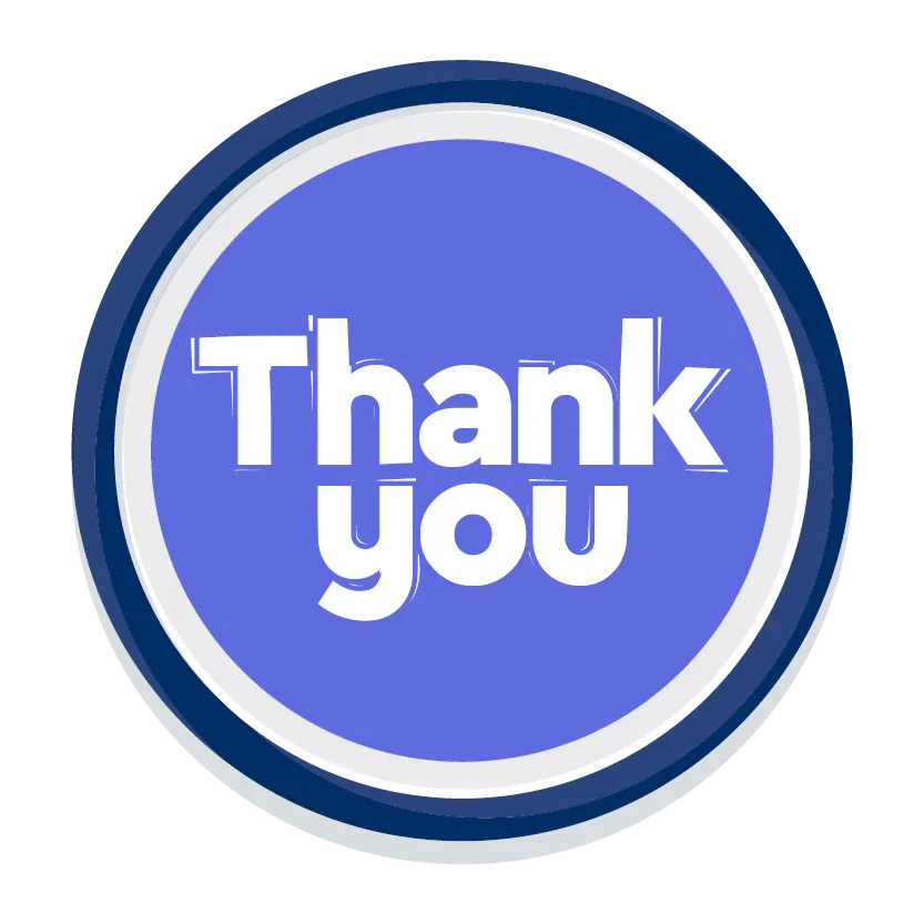 Thank you on a blue background.