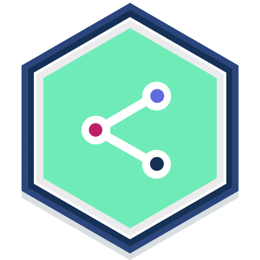 Share button with a aquamarine background. 