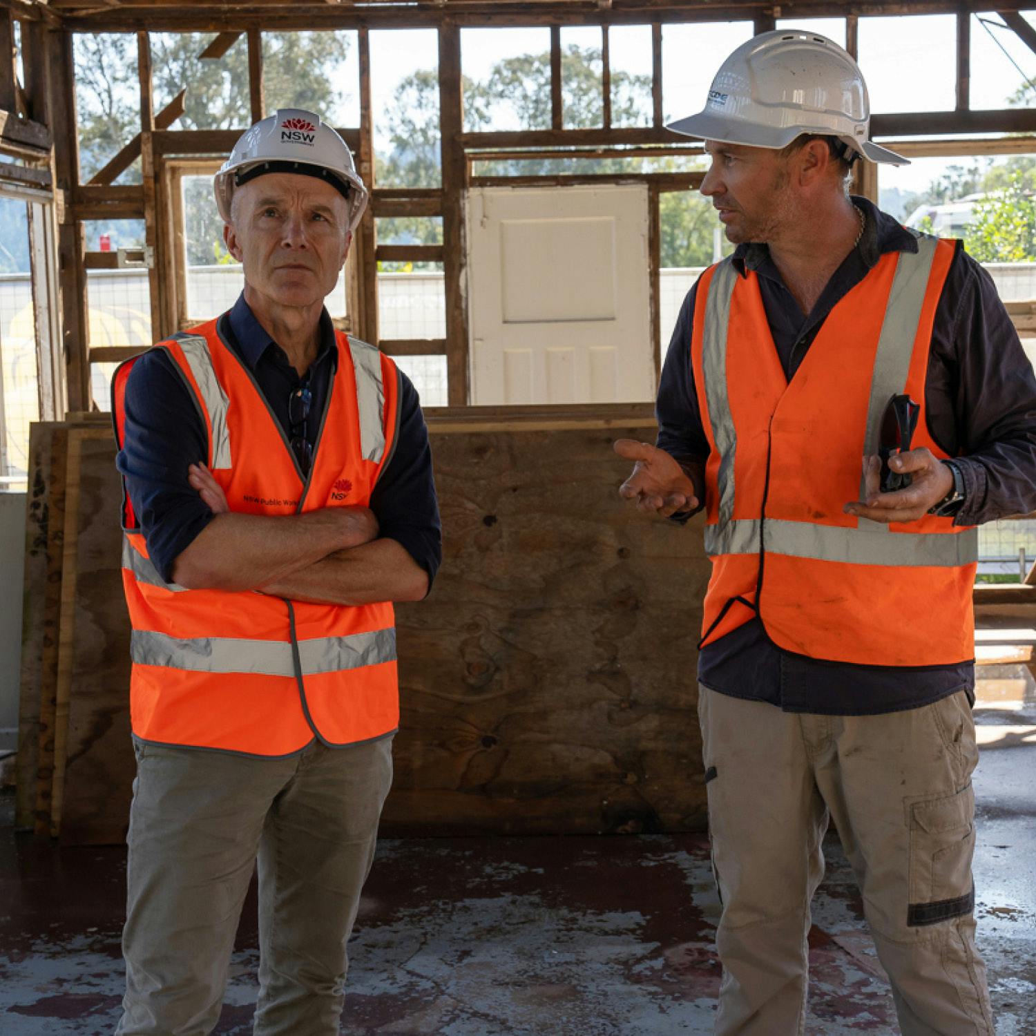 Berto Pandolfo, with staff from TCDE, onsite during the deconstruction process.