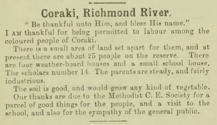 newspaper clipping from Australian Aborigines Mission, Australian Aborigines’ Advocate, 30 November 1908.