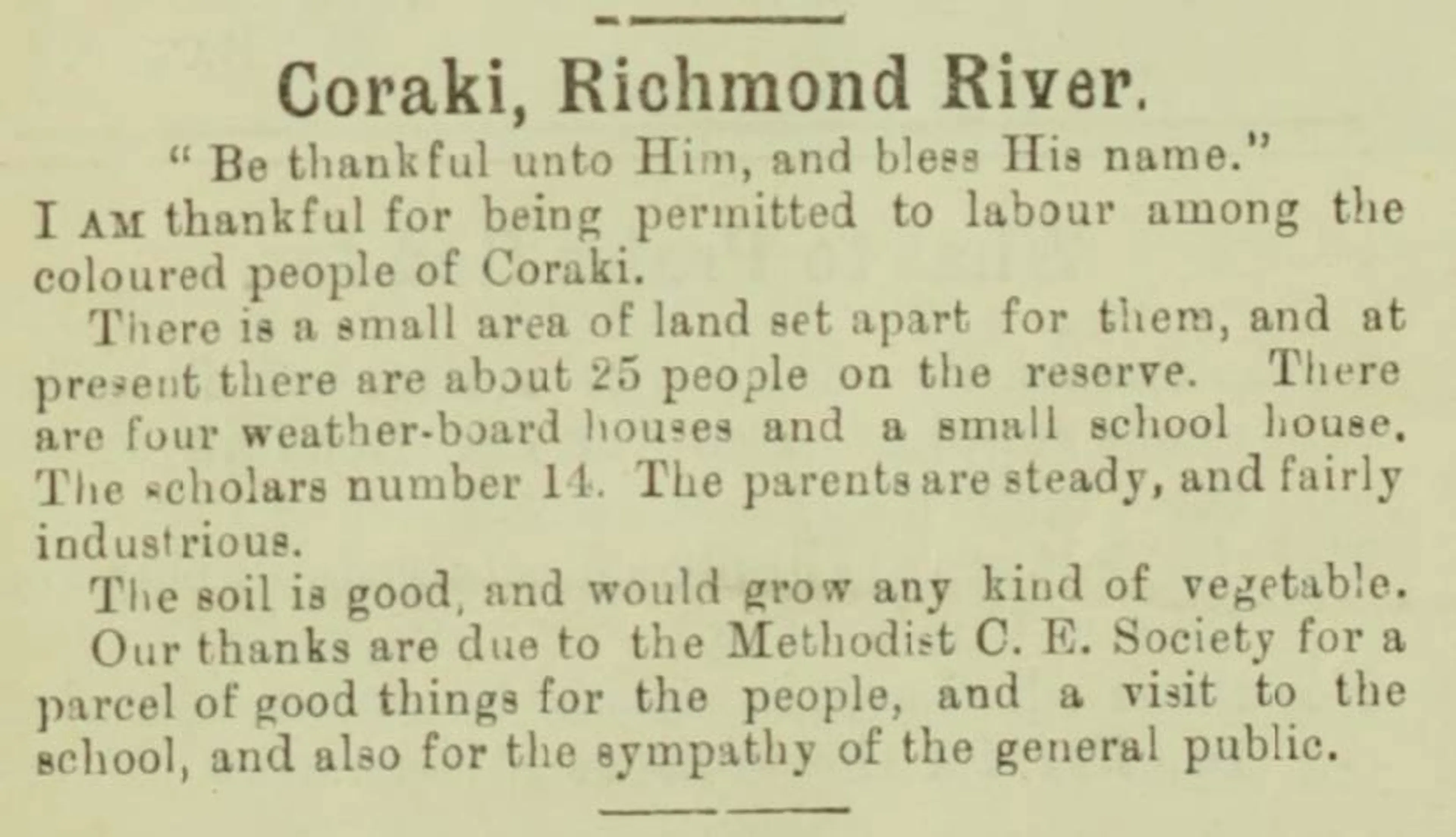 newspaper clipping from Australian Aborigines Mission, Australian Aborigines’ Advocate, 30 November 1908.   