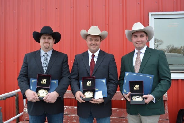 (L to R) Daniel Mitchell, Reserve Champion; Justin Dodson, Champion; Brennin Jack, Runner-Up