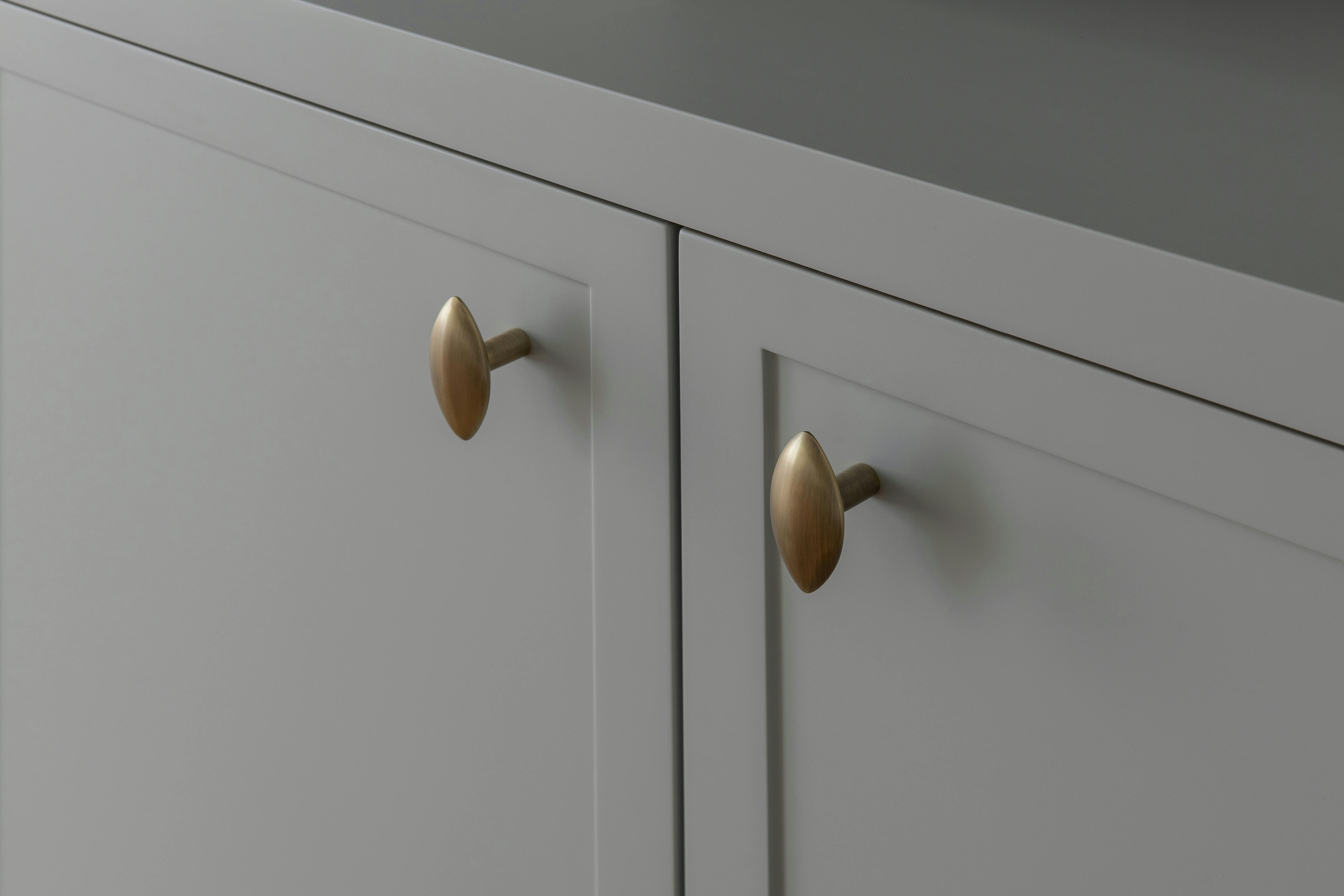 Lo and Co brass almond handle door knobs