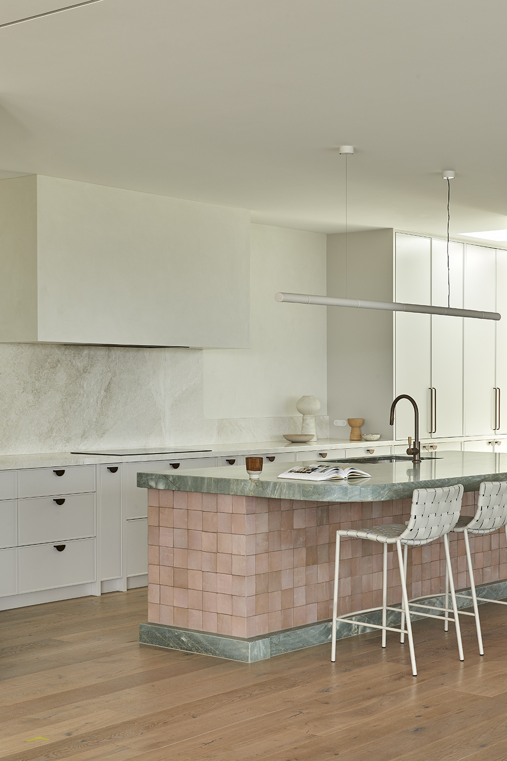 Lo and co half moon Luna handles in a kitcehn