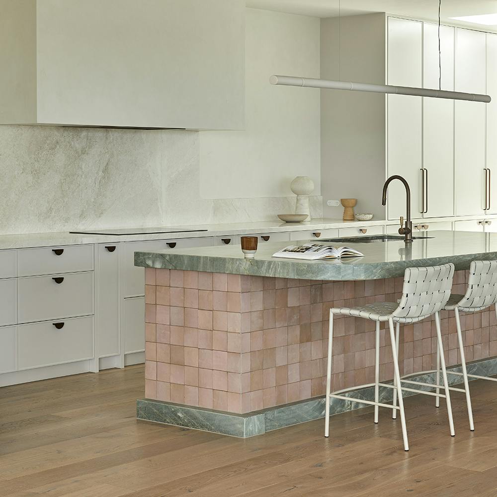 Lo and co half moon Luna handles in a kitcehn