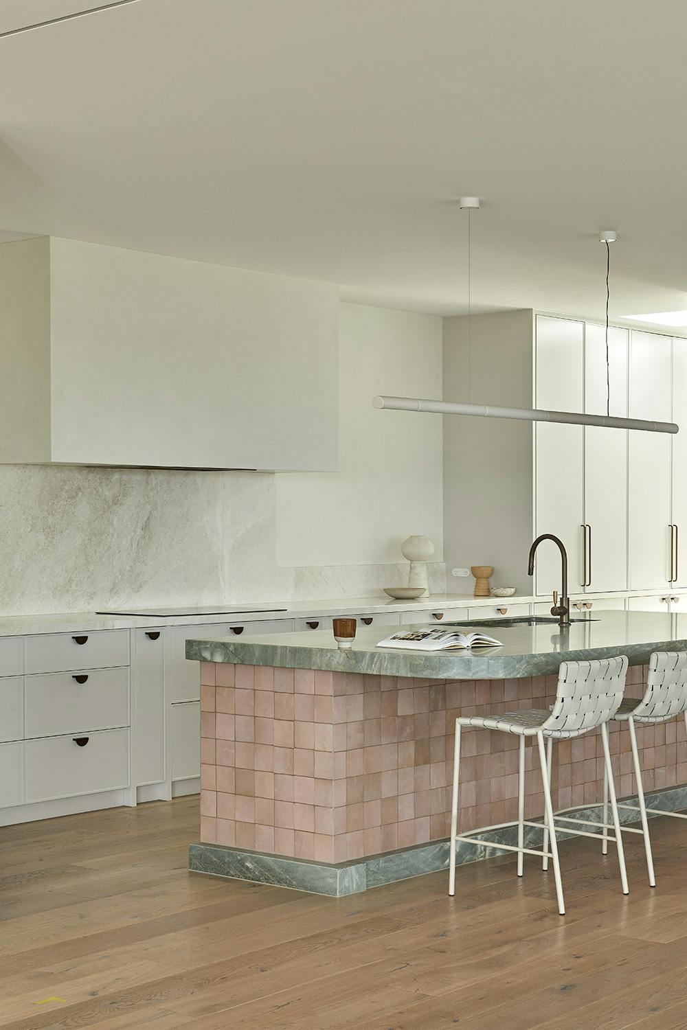 Lo and co half moon Luna handles in a kitcehn